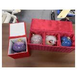 2 Pcs - Painted Christmas Ornaments in Case