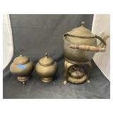 Brass? Teapot - Burner & Covered Containers