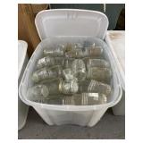 Assorted Jars in Plastic Bin w/Lid