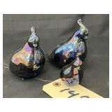 3 Pcs - Carnival Glass Bird Figurines