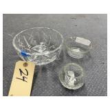 3 Glass Bowls - Small Crystal Rose Rowl