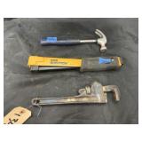 3 Pcs - Stapler - Small Hammer - Pipe Wrench