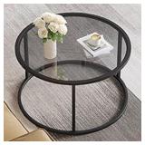 Round Glass Coffee Table -Black/Gray -  Model HM33
