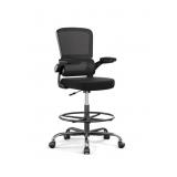 Ergonomic Drafting Desk Chair with Footrest - Blac