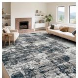 Area Rug, Non Slip - Modern Abtract Grey/Black - 9