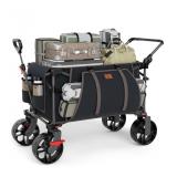 Folding Push Wagon with Brakes, Black & Brown, Col