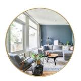 Gold Circle Wall Mirror 24" Round