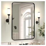 Vanity Mirror for Wall 24x36"  - Black Metal Fram