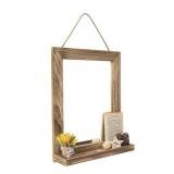 Emfogo Wall Mirror with Shelf, 20" x 16", Rustic