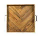 Large Ottoman Tray - 22x22x2" - Wood Chevron/Herr