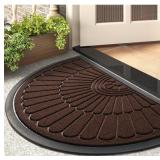 Outdoor Door Mat -Dk  Brown/Black - Non Slip, Half