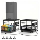 Mini Fridge Stand with Storage and Wheels, Black