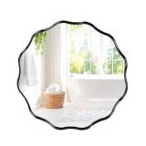 Black Round Wavy Edge Mirror (Approx. 30")