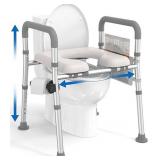 Homland Raised Toilet Seat with Handles - Silver/G