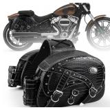 Motorcycle Saddle Bag, Leather, Black