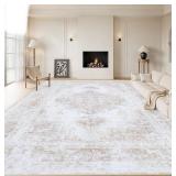 Area Rug, Non Slip - Modern Abtract Ivory/Beige -