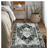 Area Rug - Modern Abstract 9x12ft - Ivory/Dk Green