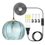 Plug In Glass Pendent Light - Mid Century - 14.7Ft