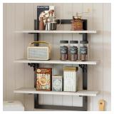Bestier 3-Tier Floating Shelves, Retro Gray Oak/Bl