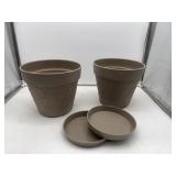 2 Ct. 10" Plastic Pots with Drainage Hole - Brown