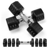 20 Lb Adjustable Dumbell Set - 4in1 Free Weights,