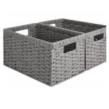 Storageworks 2 Pack Gray Baskets - Paper Rope Wick