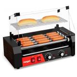 Awgpd Hot Dog Roller Machine - 5 Rollers, Black/Re