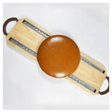 Transfer Disc - Wood/Brown Faux Leather - Handles