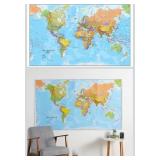 Giant World Map 46 x 80 Fully Laminated 2025 Updat