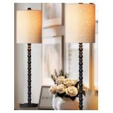 Buffet Lamps Set of 2 - Matte Black/Textured Linen