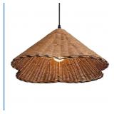 Mid- Century Hanging Lamp Unique Rustic Rattan Pen
