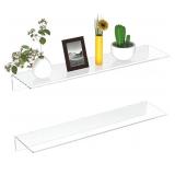 2 Pk Clear Acrylic Wall Shelf, 30" Each