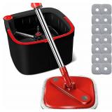 KZKR Square Spin Mop and Bucket, Comes with 6 Clot