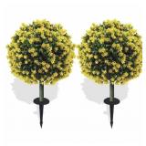 Set of 2 Artifical Boxwood Topiary Ball Trees with