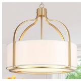 Gold Drum Chandelier Light Fixture, 20.5"