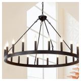 40" Black Wagon Wheel Chandelier