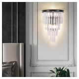 Black Crystal Wall Sconce, Modern 4 Tiers K9