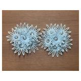 1950s Blue Daisy Flower Clip on Earrings