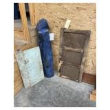 3 Pcs - Vintage Wood Cabinet Doors & Chair