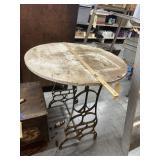 Vintage Round Wood Table w/Cast Legs 31"Dia