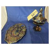 Carnival Glass Candy Dish w/Platter
