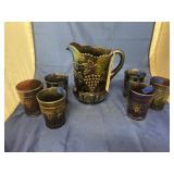 7 Pcs - Carnival Glass Pitcher w/6 Juice Glasses