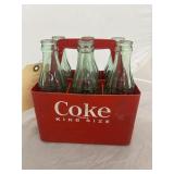 Vintage Coca Cola Bottles in Plastic Carrying Case