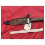 Large Fixed Blade Knife in Sheath - rough
