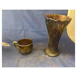 Carnival Glass Vase & Mug