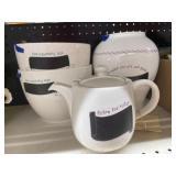 4 Pcs - Incourage Dayspring Teapot - Bowls - Jar
