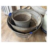 3 Pcs - Galvanized Wash Tubs & Bucket