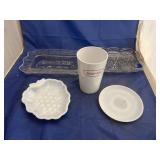 Glass Trays & Melmac Cup