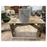 Galvanized Bucket & Wood Bench