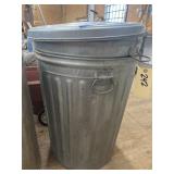2 - Galvanized Metal Trash Bins w/Lids